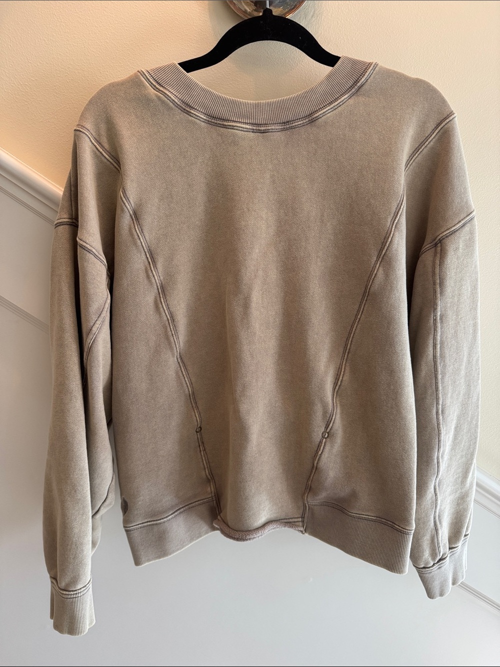 FP Movement by Free People Taupe Tie-Front V-Neck Sweatshirt - Picture 4 of 4